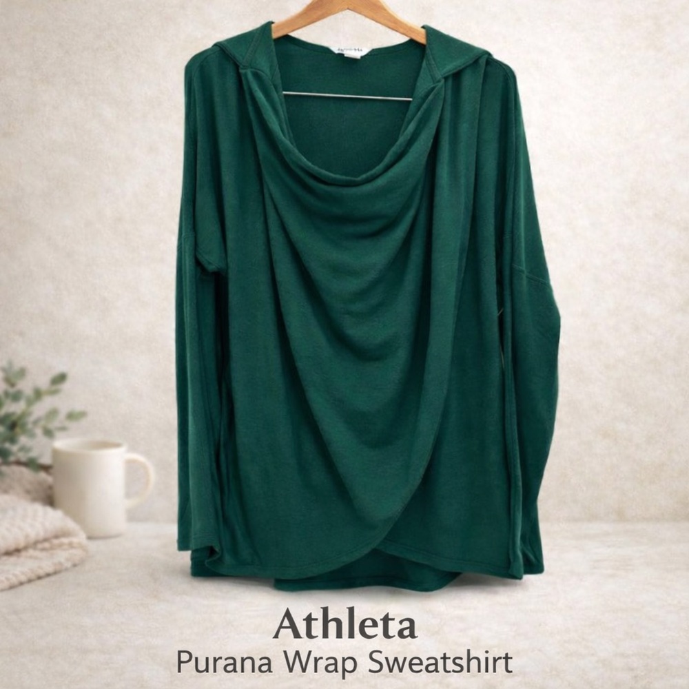NWT Athleta Purana Wrap Sweatshirt Thumb Hole Hoodie Emerald Green S